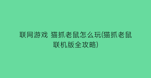 “联网游戏 猫抓老鼠怎么玩(猫抓老鼠联机版全攻略)